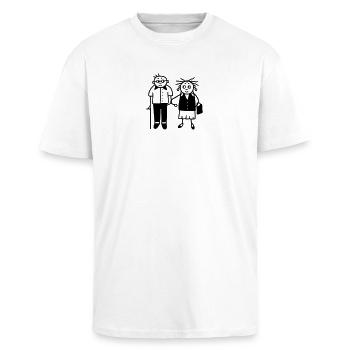 Oma & Opa - Ehepaar - Rentner - Oversized Heavyweight Unisex T-Shirt - Weiß - Vorne - Alina (178cm) & Michal (187cm)