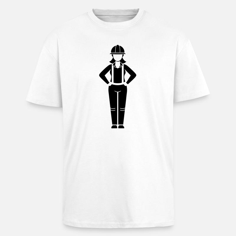 Construction Worker Woman Team Leader - Unisex Oversized Heavyweight T-shirt - white