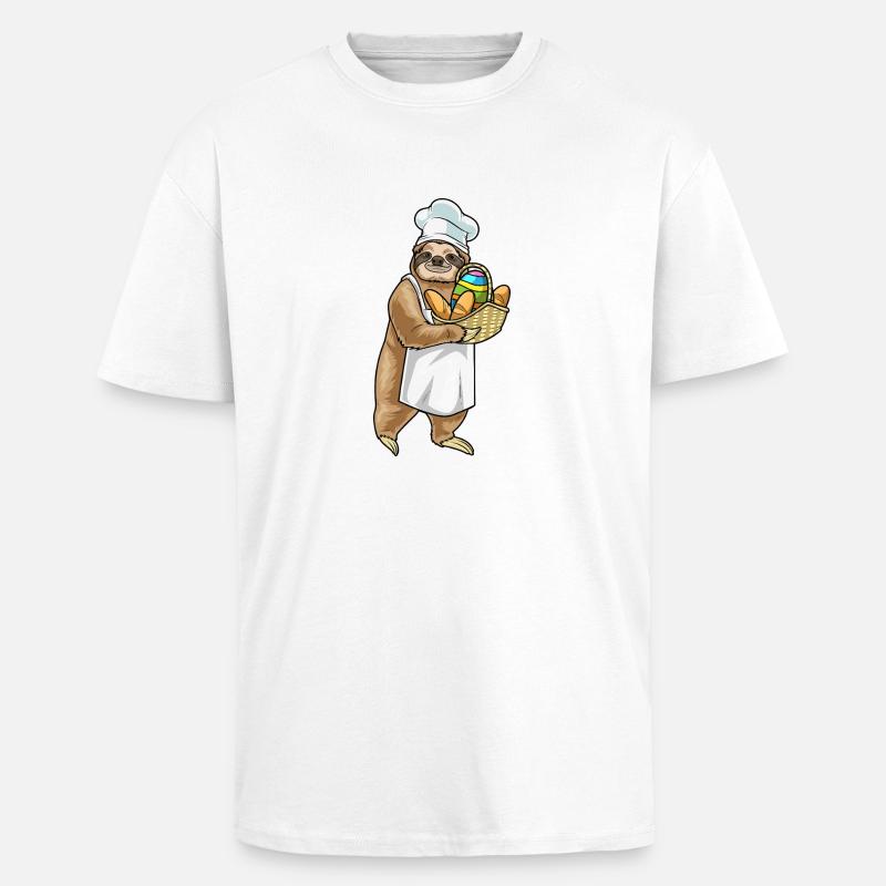 Sloth Easter Baker - Unisex Oversized Heavyweight T-shirt - white