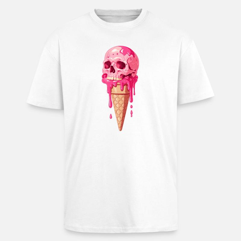 Pink Skull Eiscreme - Oversized Heavyweight Unisex T-Shirt - Weiß