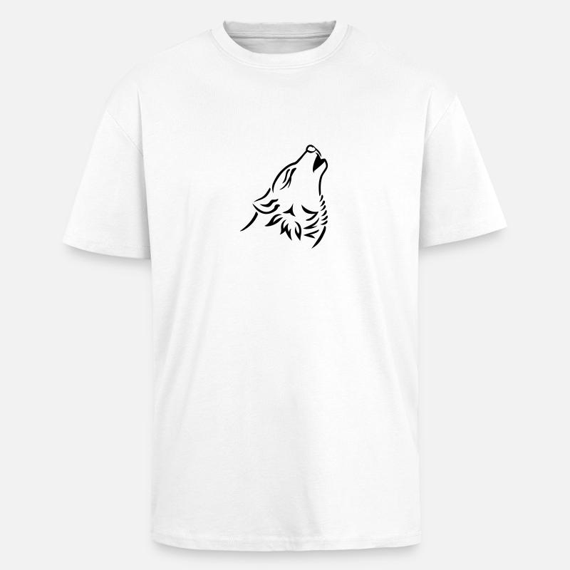 Loup - T-shirt unisexe oversize épais - blanc