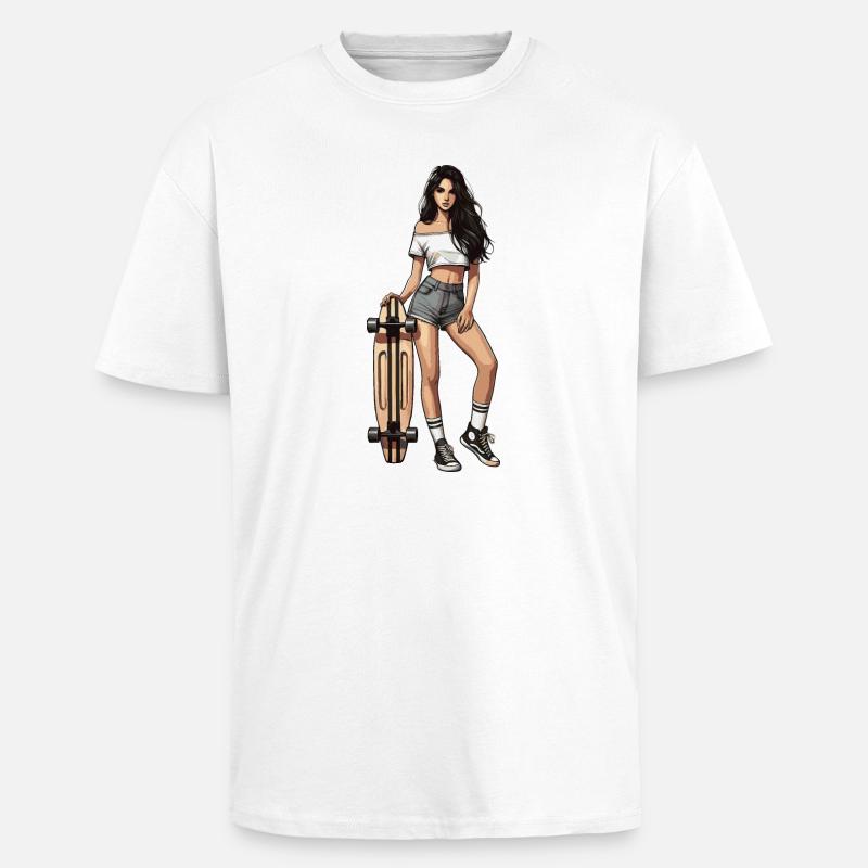 Longboard - T-shirt unisexe oversize épais - blanc