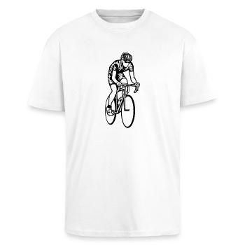 Course / Vélo de course 01_schwarz - T-shirt unisexe oversize épais - blanc - Devant - Alina (178cm) & Michal (187cm)