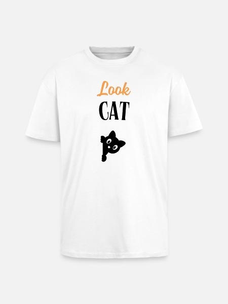 Look Cat - T-shirt unisexe oversize épais - blanc