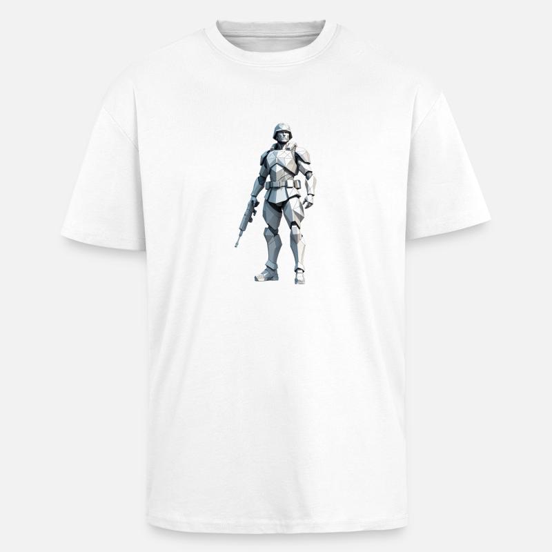 Soldat - Low Poly Army Design - Oversized Heavyweight Unisex T-Shirt - Weiß
