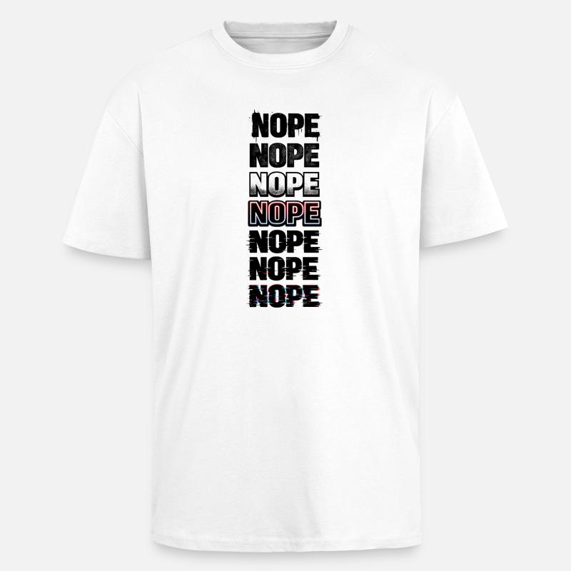 Nein, Neon-Glitch-Textstack - Oversized Heavyweight Unisex T-Shirt - Weiß