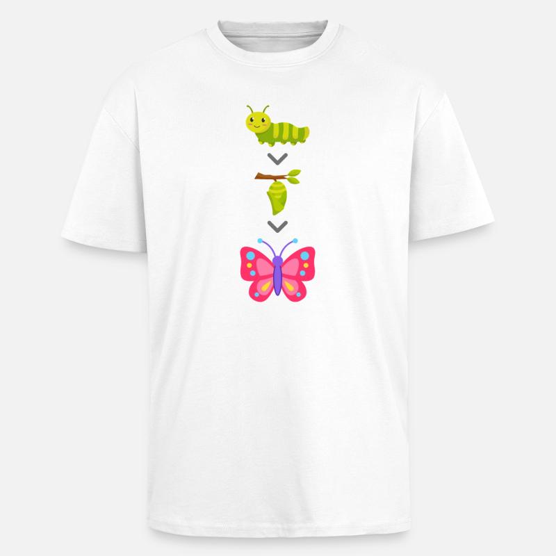 Transformation de chenille en papillon - T-shirt unisexe oversize épais - blanc