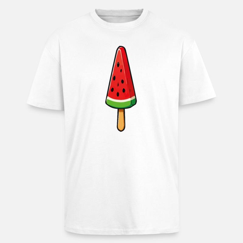 Glaces à la pastèque - T-shirt unisexe oversize épais - blanc