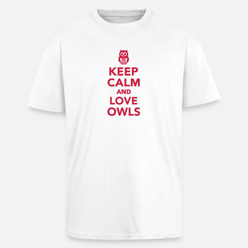 Eule - Oversized Heavyweight Unisex T-Shirt - Weiß