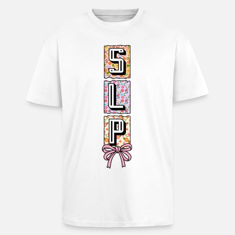 SLP Speech Language Pathology Speech Therapist - Unisex Oversized Heavyweight T-shirt - white