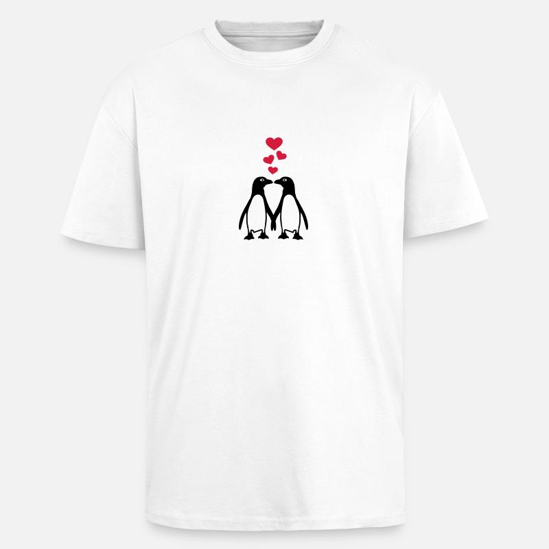 Pinguin - Oversized Heavyweight Unisex T-Shirt - Weiß