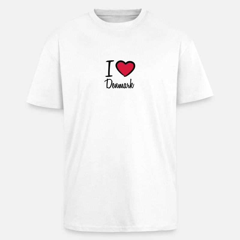 I Love Denmark Danmark Logo - T-shirt unisexe oversize épais - blanc