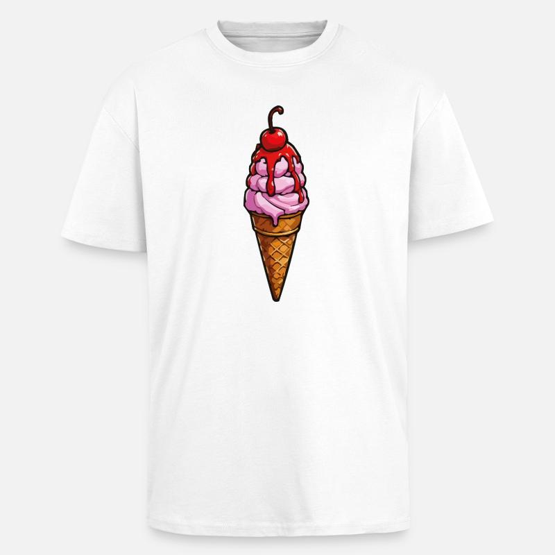 Kirsche Erdbeere Eiscreme - Unisex Oversized Heavyweight T-shirt - white
