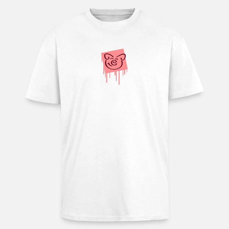 pig_face_graffiti_square - T-shirt unisexe oversize épais - blanc