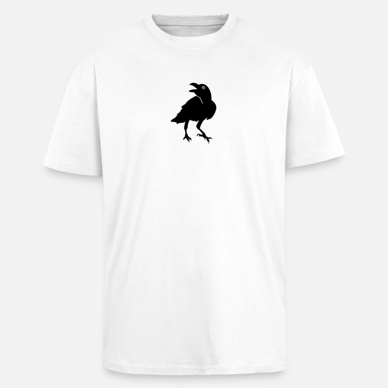 Corbeau - T-shirt unisexe oversize épais - blanc