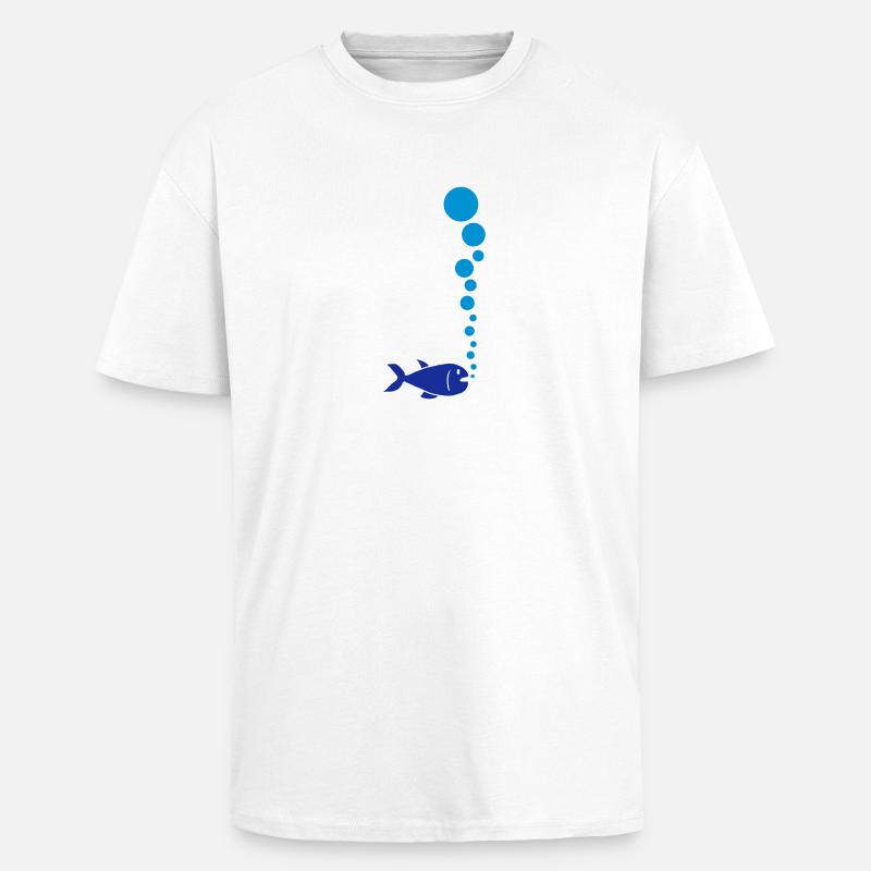 Fish And Bubbles - Oversized Heavyweight Unisex T-Shirt - Weiß