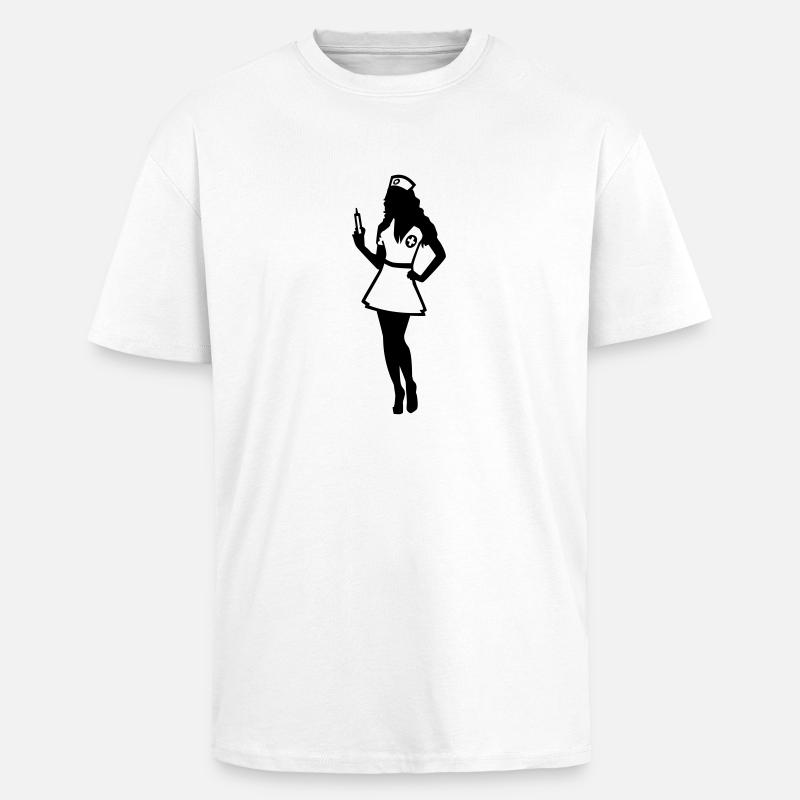 Infirmière - T-shirt unisexe oversize épais - blanc