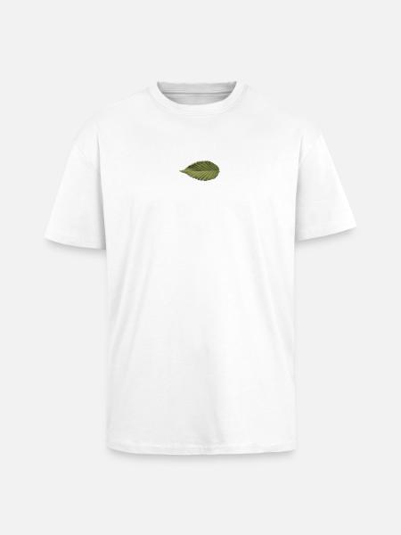 Leaf Structure Olive Green Pattern - Unisex Oversized Heavyweight T-shirt - white