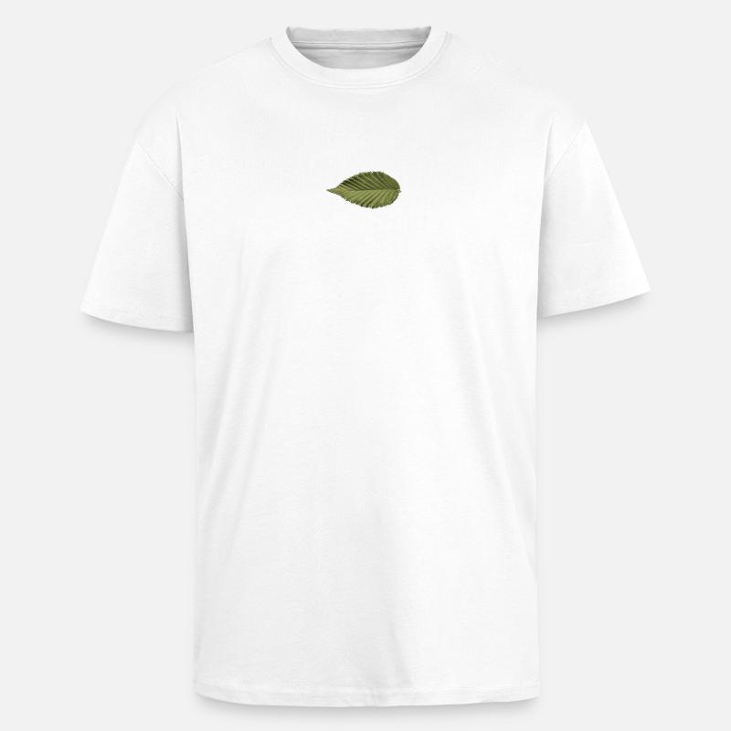 Structure foliaire : motif vert olive - T-shirt unisexe oversize épais - blanc