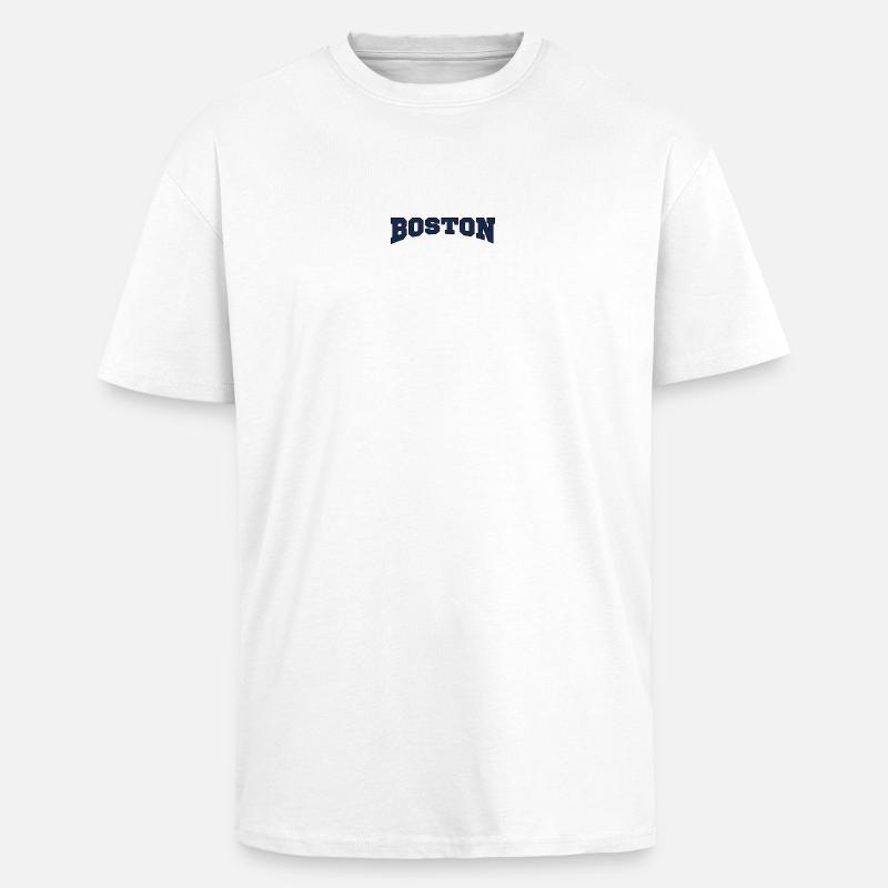 Boston Blockschrift Logo - Oversized Heavyweight Unisex T-Shirt - Weiß