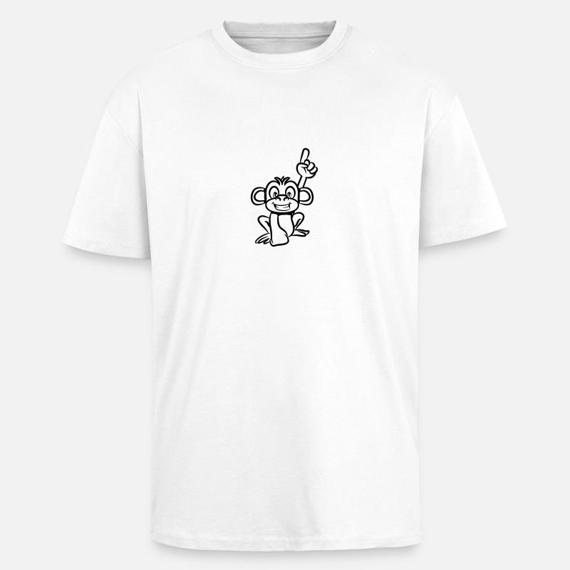 monkey funny forefinger - Unisex Oversized Heavyweight T-shirt - white