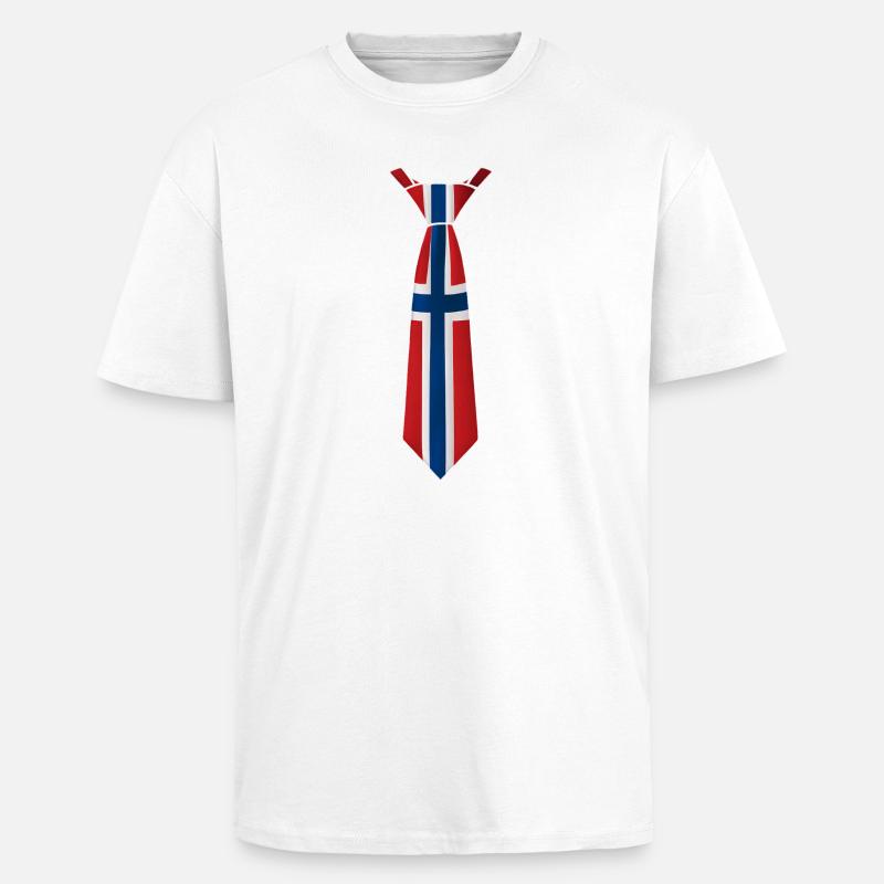 Cravate norvégienne – Conception du drapeau - T-shirt unisexe oversize épais - blanc