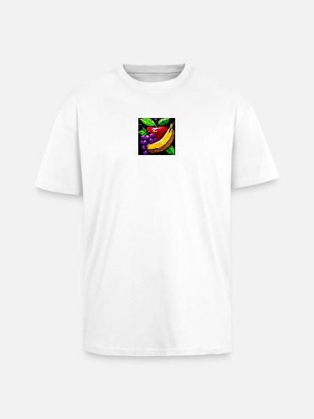 Geometric Fruit Collage of ductape - Unisex Oversized Heavyweight T-shirt - white