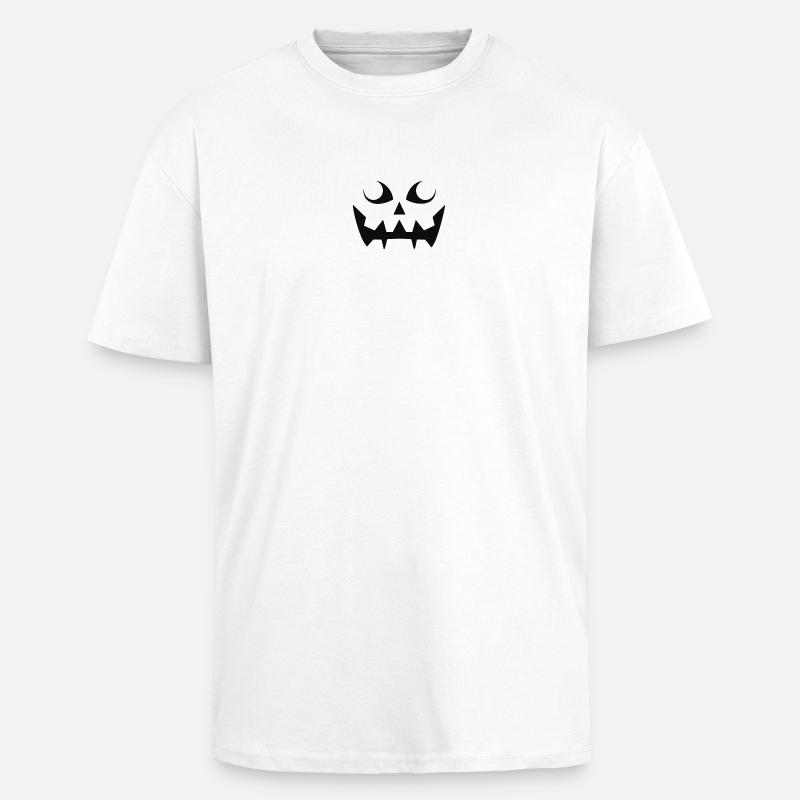 Grim Pumpkin Face Pattern - Unisex Oversized Heavyweight T-shirt - white