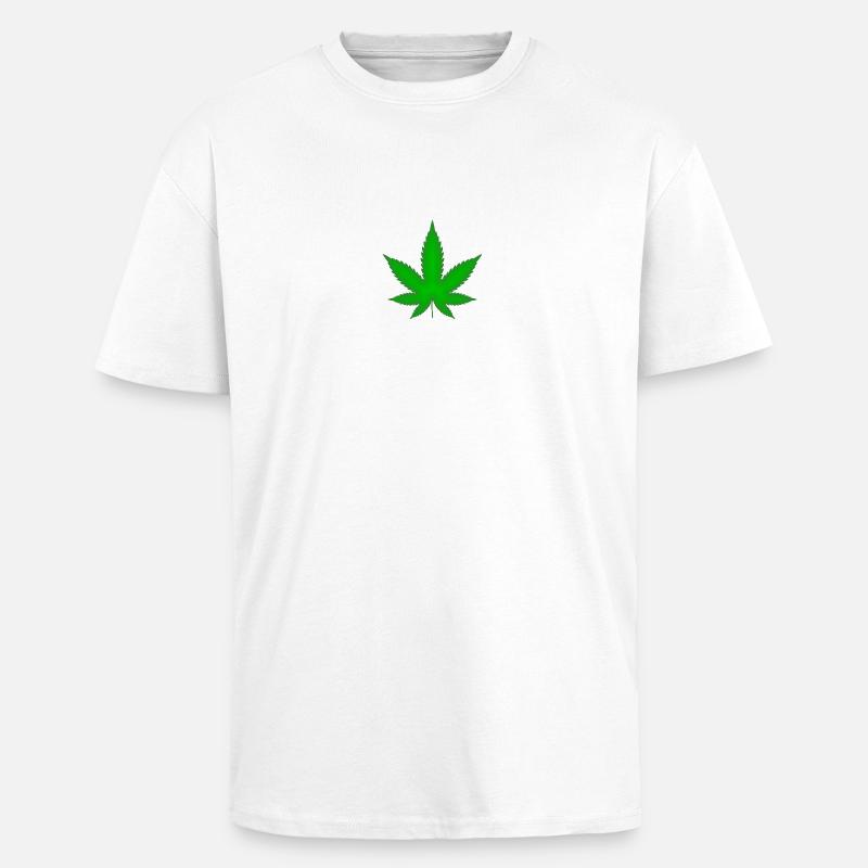 Marijuana Blatt - Oversized Heavyweight Unisex T-Shirt - Weiß