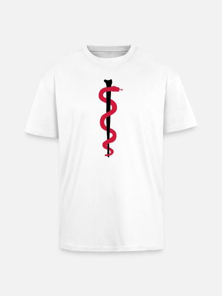 Rod of Asclepius - Unisex Oversized Heavyweight T-shirt - white