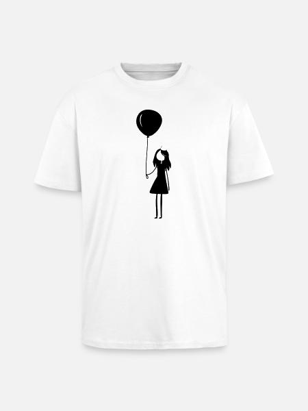 Fille ballon d’anniversaire - T-shirt unisexe oversize épais - blanc