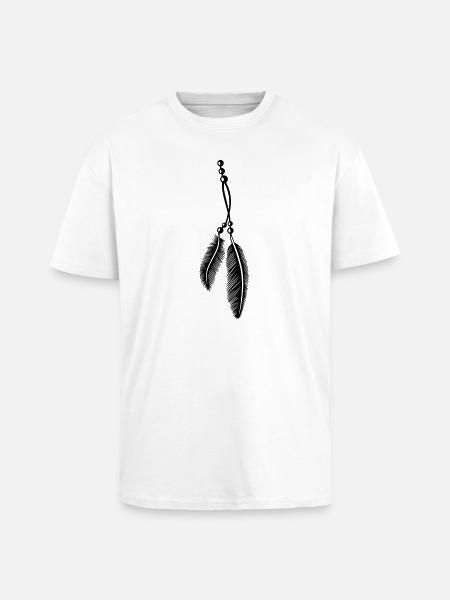 Feathers on a band with pearls, Indian Style. - Unisex Oversized Heavyweight T-shirt - white