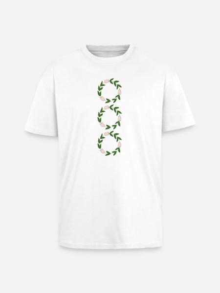 Floral wreath of pink tulips - Unisex Oversized Heavyweight T-shirt - white
