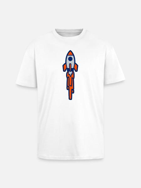 Launching Rocket Silhouette - Unisex Oversized Heavyweight T-shirt - white