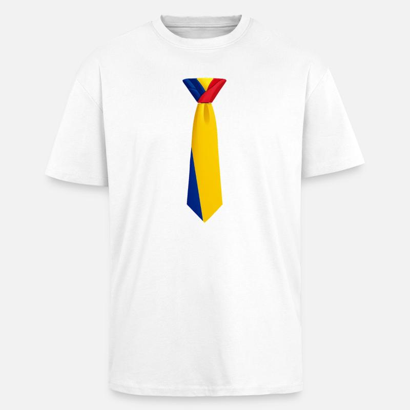 Cravate roumanie – Conception du drapeau - T-shirt unisexe oversize épais - blanc