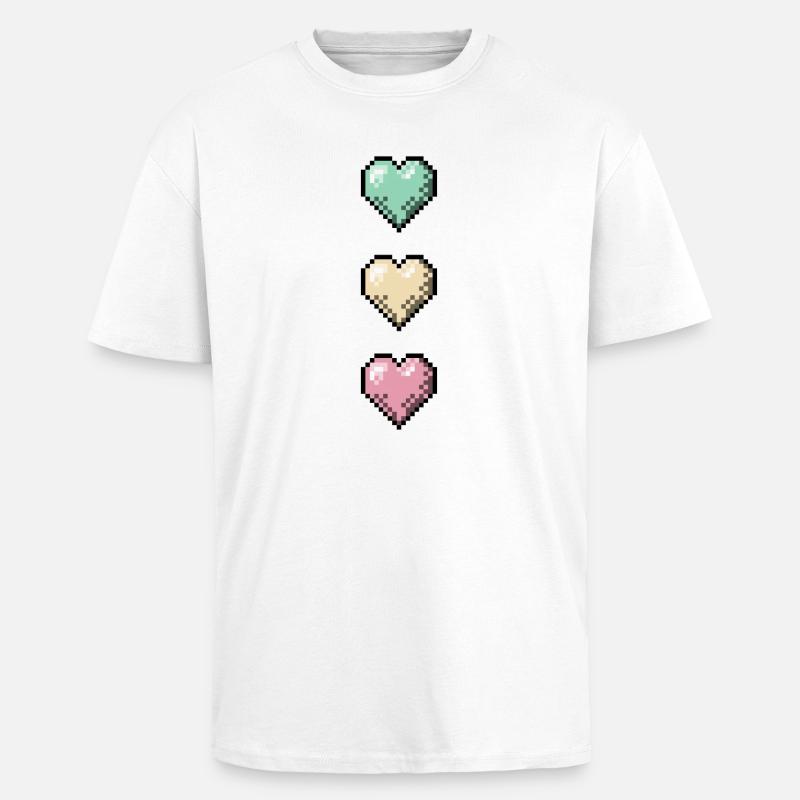 Retro Pixel Art Hearts Stack - Oversized Heavyweight Unisex T-Shirt - Weiß