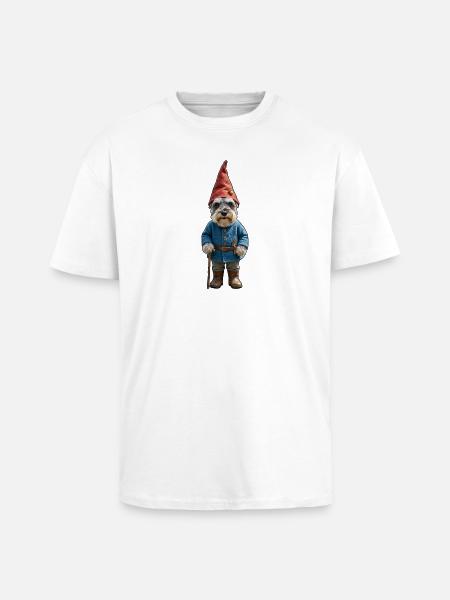 Garden Gnome Schnauzer Magic - Unisex Oversized Heavyweight T-shirt - white