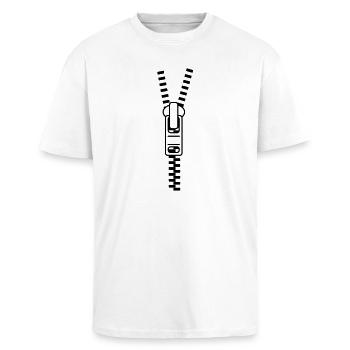 Zipper - zipper - © roil - Unisex Oversized Heavyweight T-shirt - white - Front - Alina (178cm) & Michal (187cm)