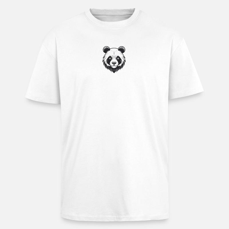 Visage d’ours avec breloque d’animal sauvage - T-shirt unisexe oversize épais - blanc