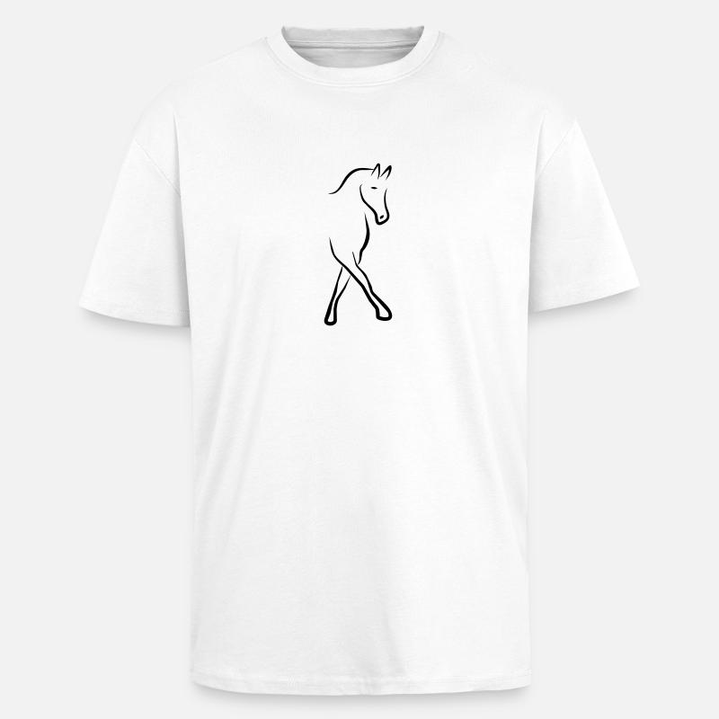 Pferd - Oversized Heavyweight Unisex T-Shirt - Weiß