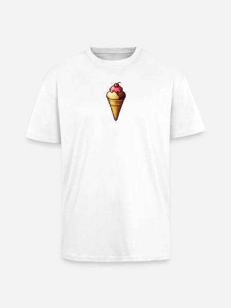 Retro Pixel Eiscreme Cone - Unisex Oversized Heavyweight T-shirt - white