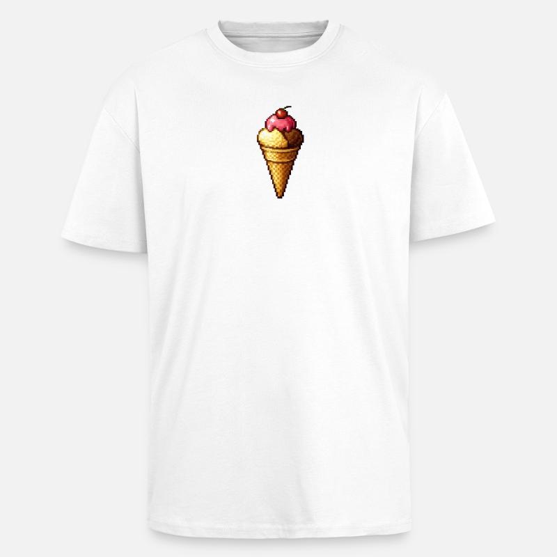 Retro Pixel Eiscreme Cone - Unisex Oversized Heavyweight T-shirt - white