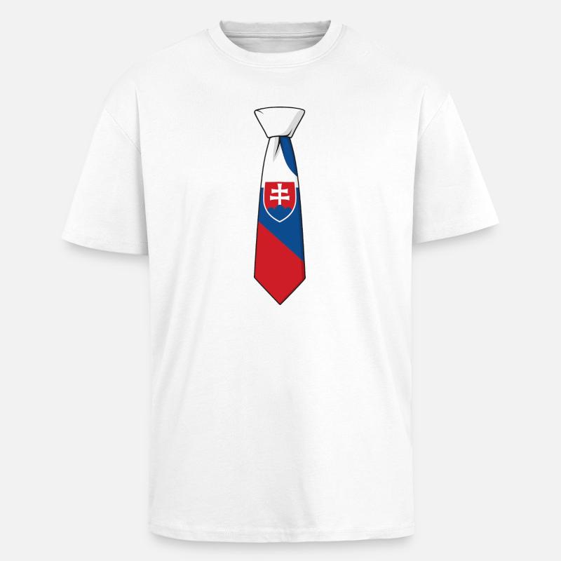 Cravate Slovaquie – Conception du drapeau - T-shirt unisexe oversize épais - blanc