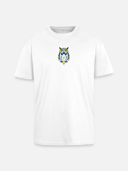 Geometrische Eule im Blauton - Oversized Heavyweight Unisex T-Shirt - Weiß