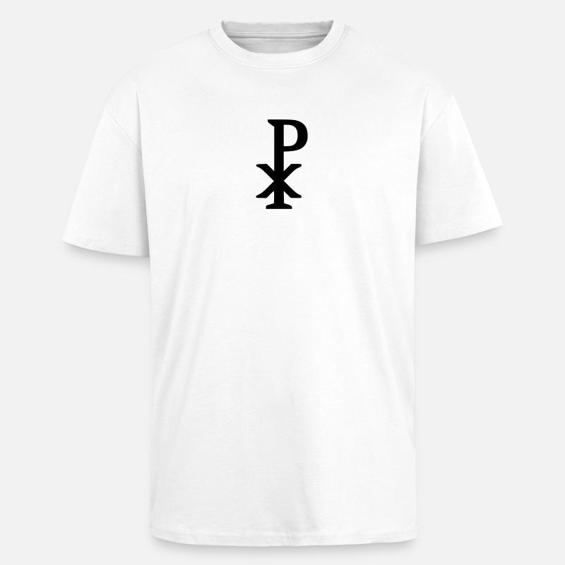 Chi rho - Jésus - T-shirt unisexe oversize épais - blanc