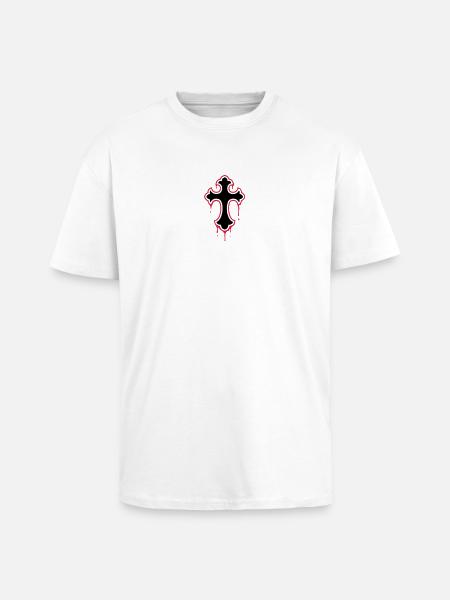 gothic, splatter, cross - Unisex Oversized Heavyweight T-shirt - white