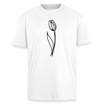 Tulipe - T-shirt unisexe oversize épais - blanc - Devant - Alina (178cm) & Michal (187cm)