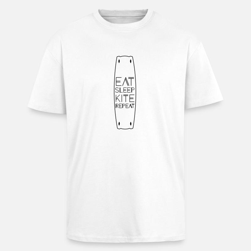Eat sleep kite repeat - Oversized Heavyweight Unisex T-Shirt - Weiß