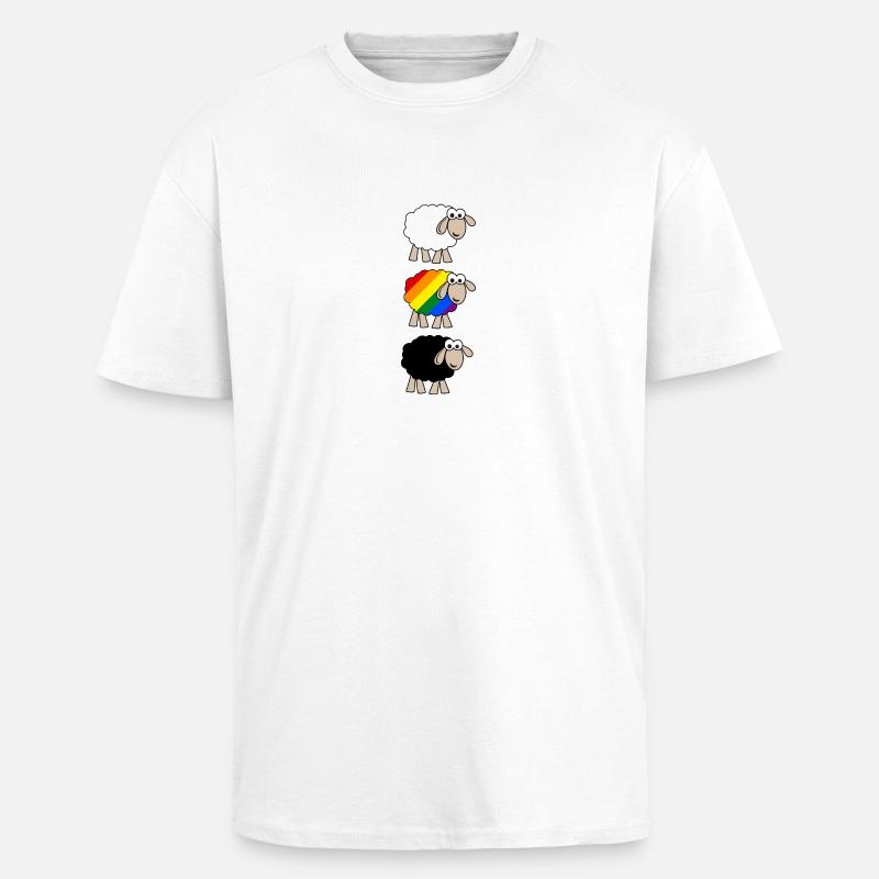 Regenbogen Schaf - Oversized Heavyweight Unisex T-Shirt - Weiß