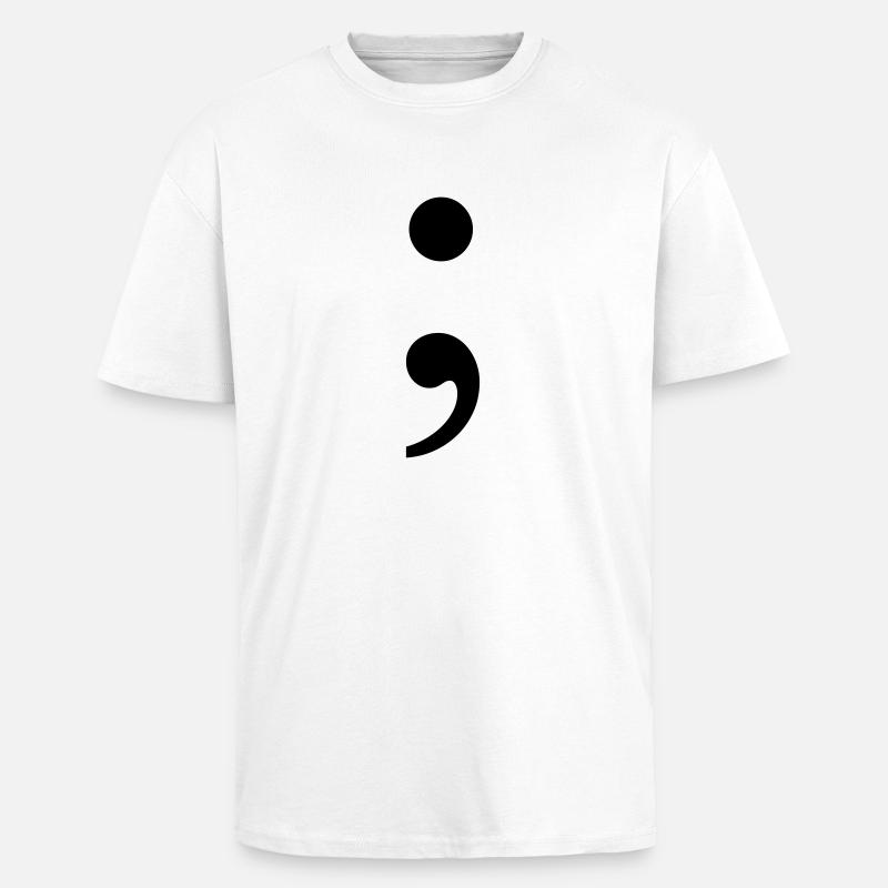 Point-virgule - T-shirt unisexe oversize épais - blanc